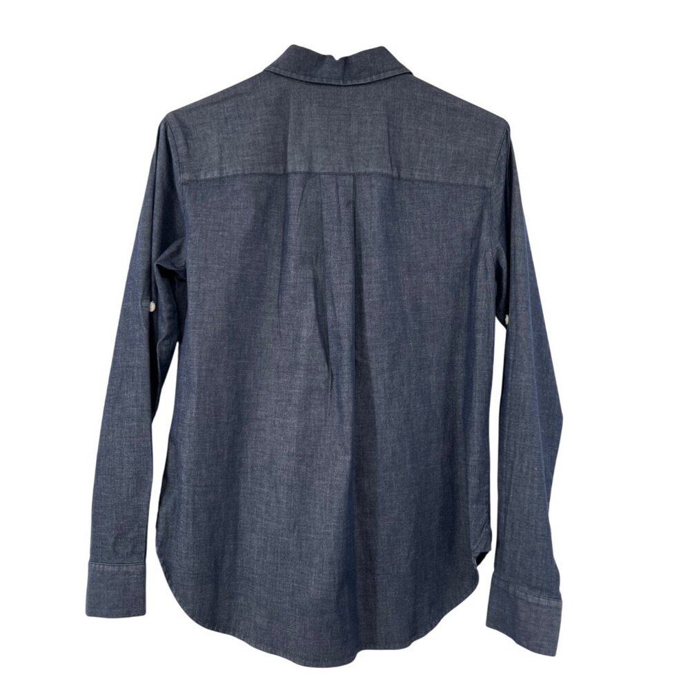 Ann Taylor Denim-Look Blouse Women's 0 Convertible Arms Used - Picture 2 of 11